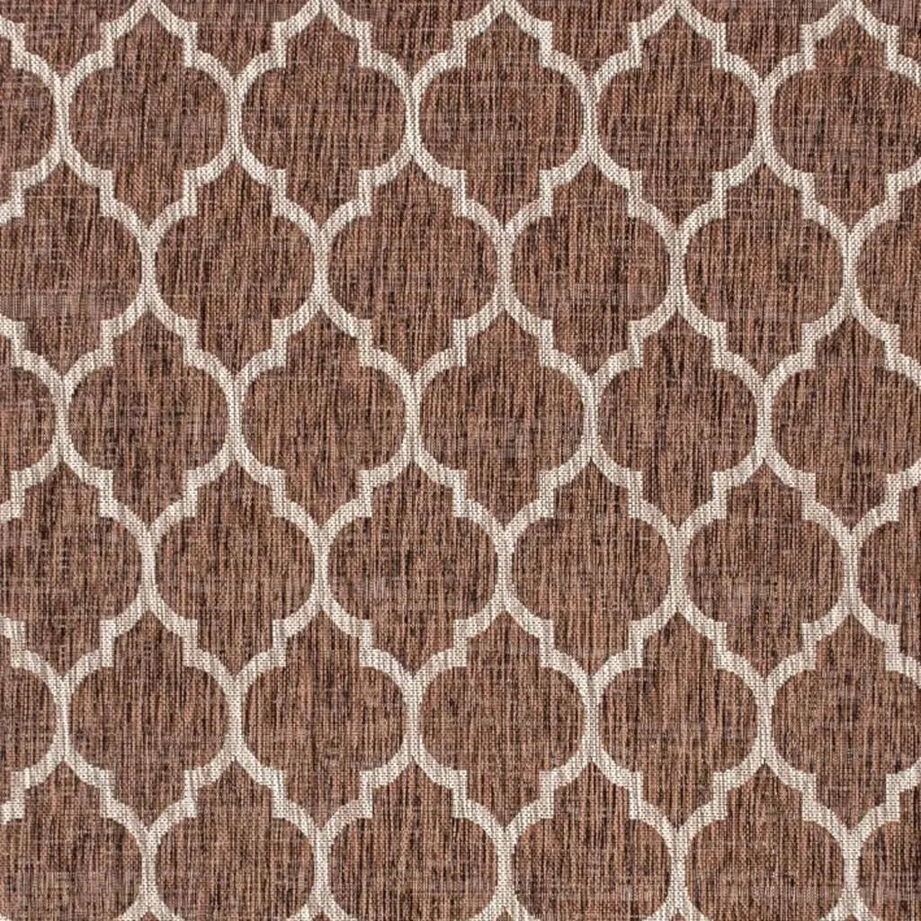 4' X 6' Espresso And Taupe Geometric Indoor Outdoor Area Rug Homeroots Outdoor