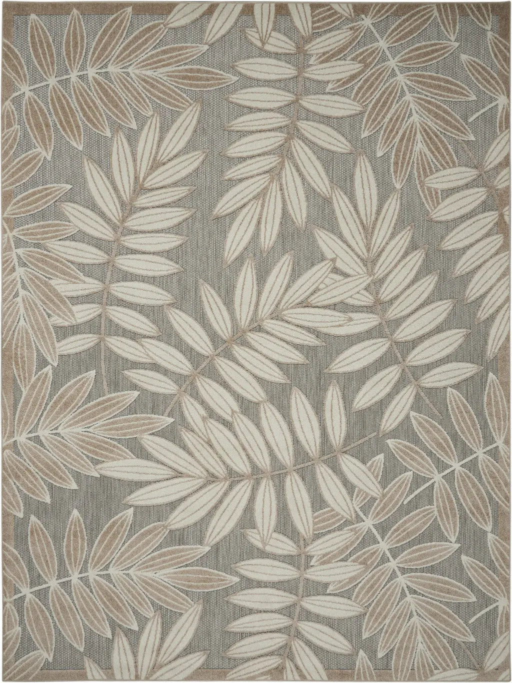 4' X 6' Gray And Ivory Floral Indoor Outdoor Area Rug - GreatEagleInc