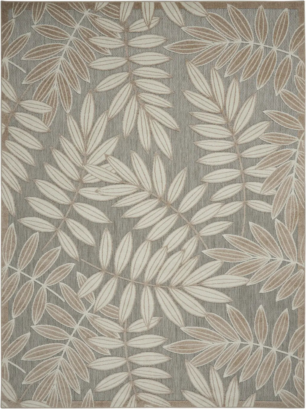 4' X 6' Gray And Ivory Floral Indoor Outdoor Area Rug - GreatEagleInc