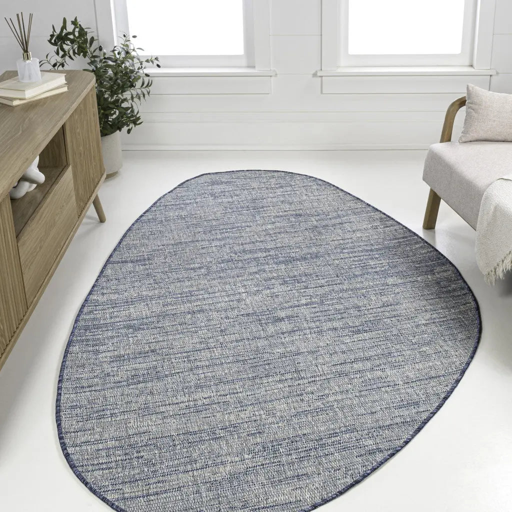 4' X 6' Gray And Navy Blue Medallion Indoor Outdoor Area Rug Homeroots Outdoor