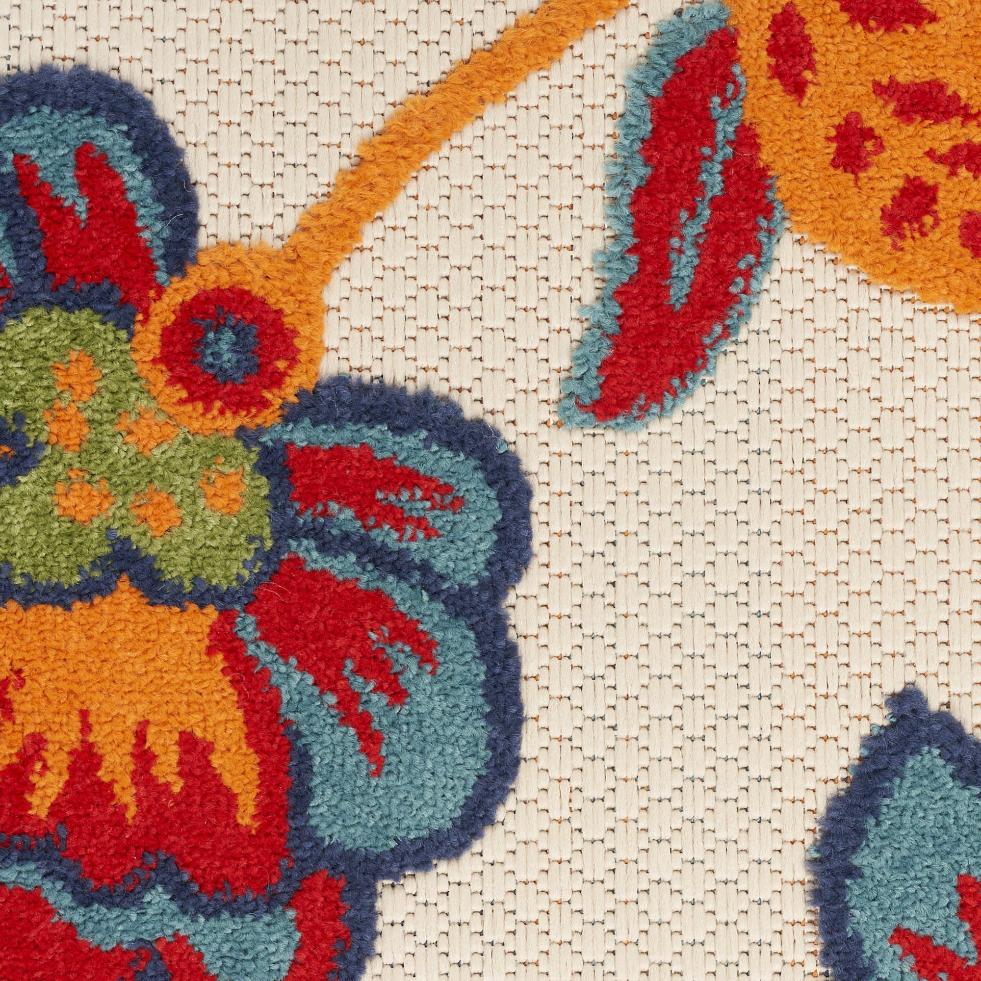 4' X 6' Gray Blue and Orange Floral Non Skid Indoor Outdoor Area Rug Homeroots Outdoor