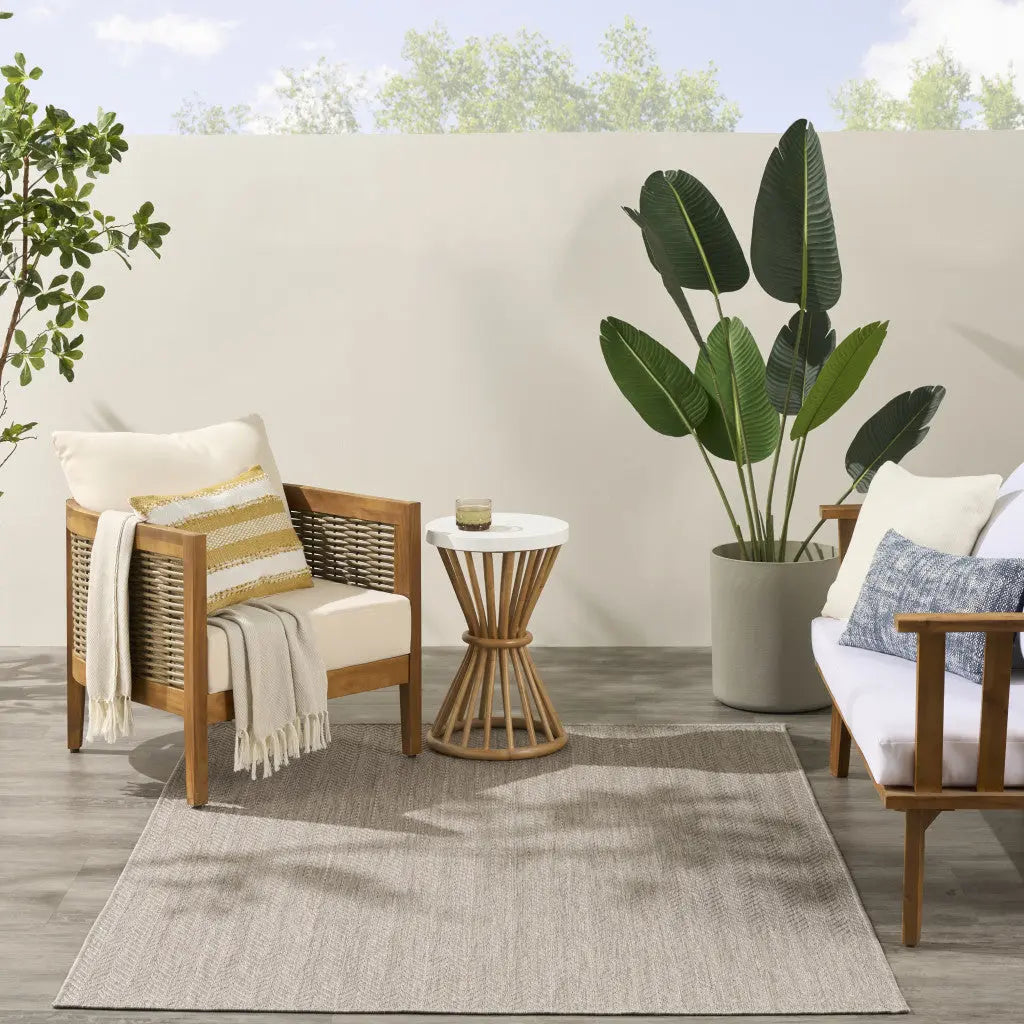 4' X 6' Gray Geometric Indoor Outdoor Area Rug Homeroots Outdoor