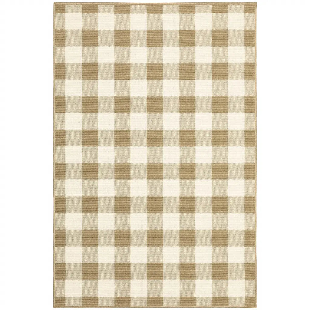 4' X 6' Gray and Ivory Geometric Stain Resistant Indoor Outdoor Area Rug Homeroots Outdoor