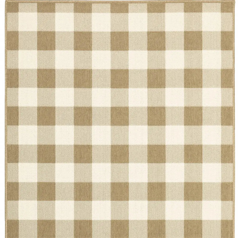 4' X 6' Gray and Ivory Geometric Stain Resistant Indoor Outdoor Area Rug Homeroots Outdoor