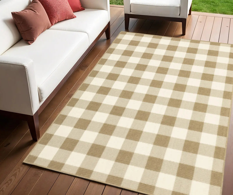4' X 6' Gray and Ivory Geometric Stain Resistant Indoor Outdoor Area Rug Homeroots Outdoor