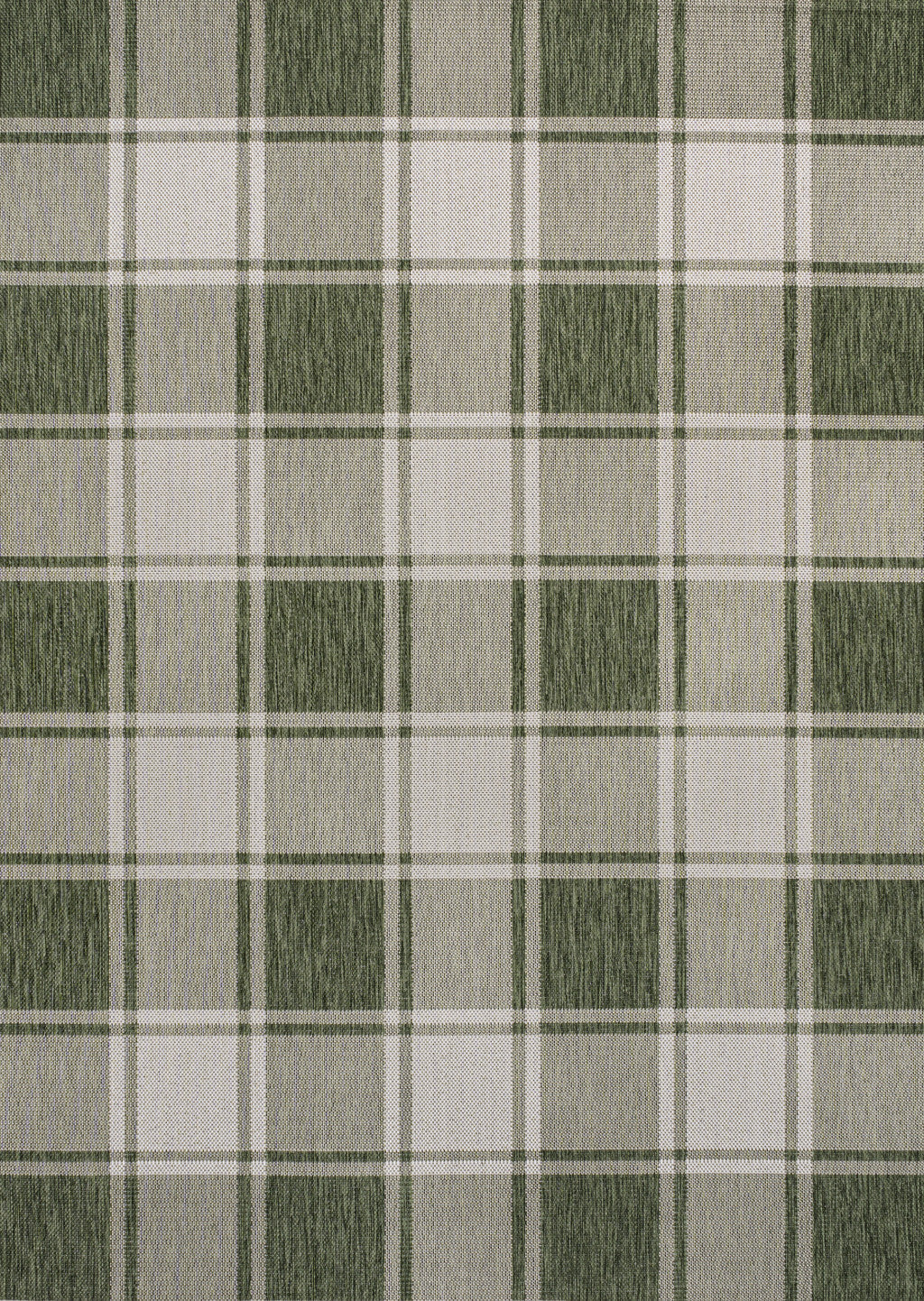 4' X 6' Green And Cream Gingham Indoor Outdoor Area Rug - GreatEagleInc