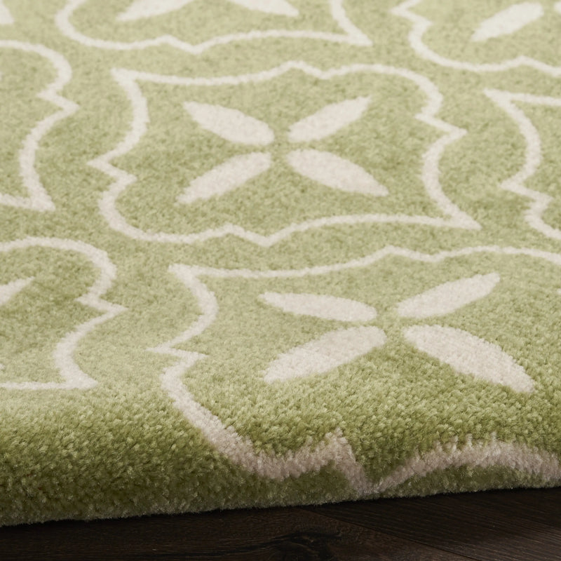 4' X 6' Green And Ivory Geometric Indoor Outdoor Area Rug Homeroots Outdoor