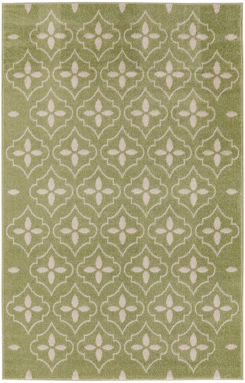 4' X 6' Green And Ivory Geometric Indoor Outdoor Area Rug Homeroots Outdoor