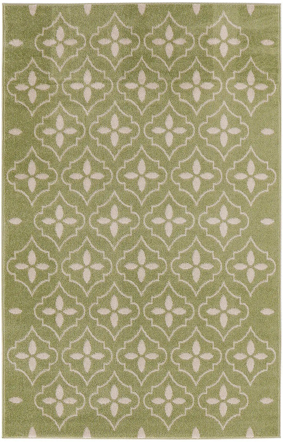 4' X 6' Green And Ivory Geometric Indoor Outdoor Area Rug Homeroots Outdoor