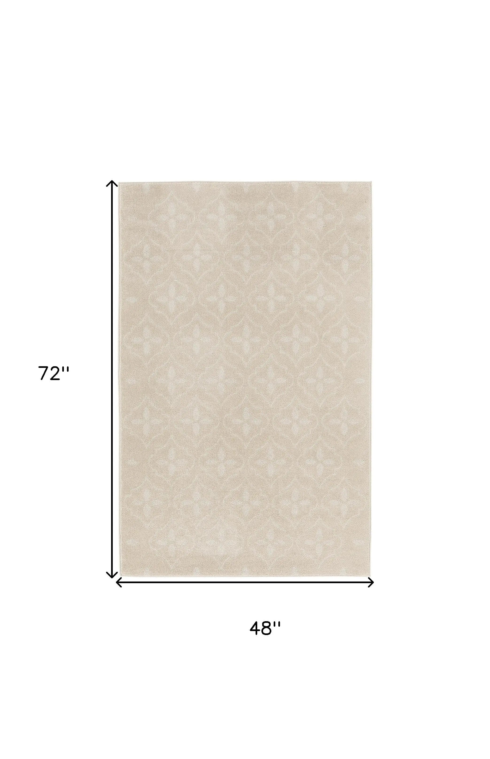 4' X 6' Ivory And Beige Geometric Indoor Outdoor Area Rug Homeroots Outdoor