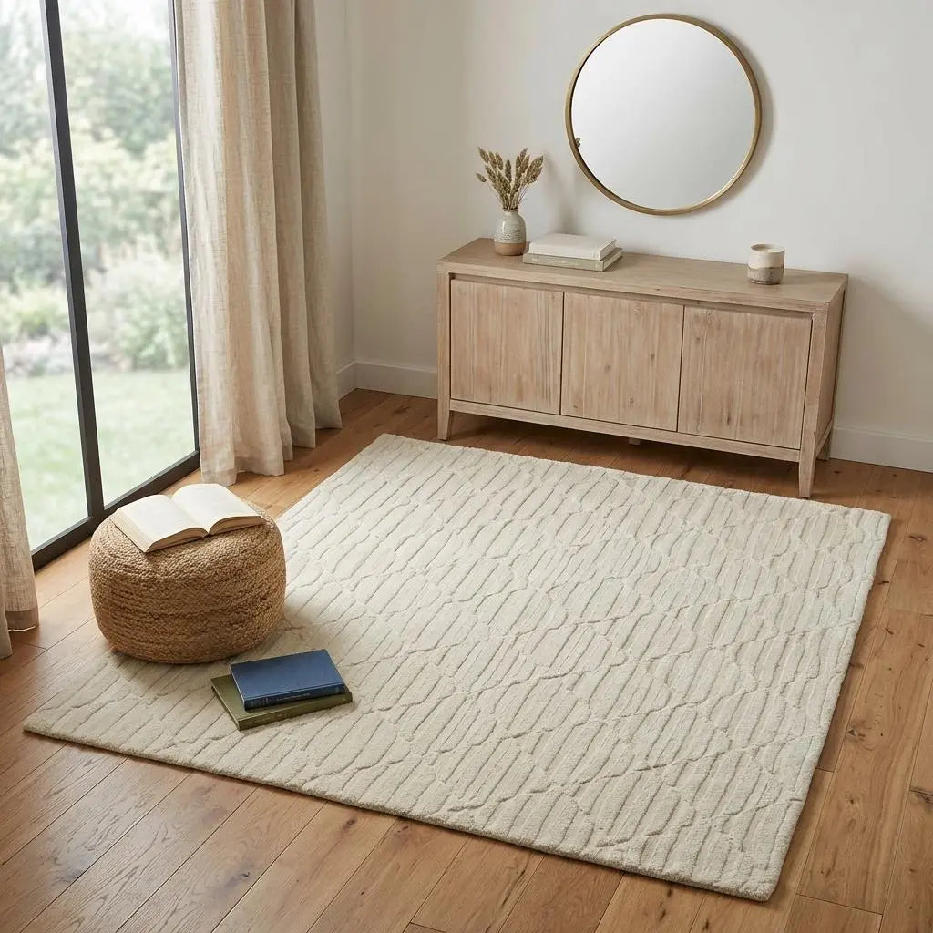 4' X 6' Ivory And Beige Wool Hand Tufted Area Rug Homeroots Home Decor