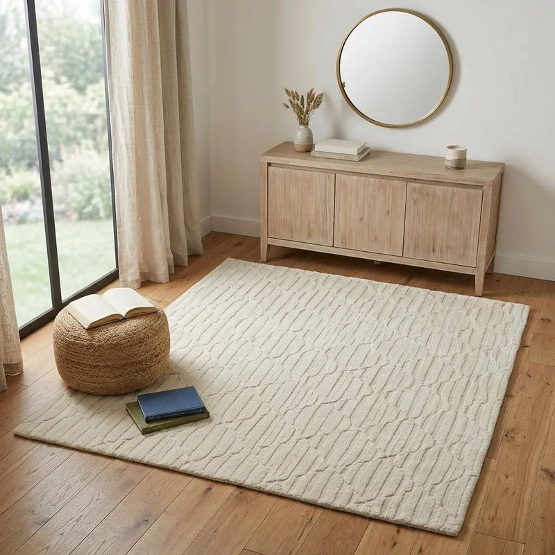 4' X 6' Ivory And Beige Wool Hand Tufted Area Rug Homeroots Home Decor