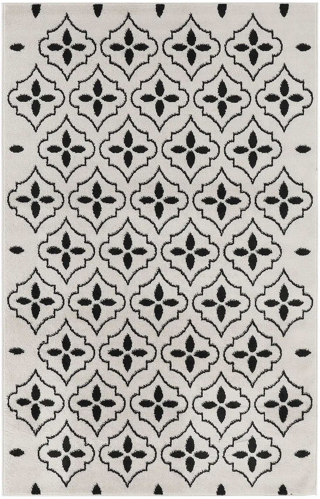 4' X 6' Ivory And Black Geometric Indoor Outdoor Area Rug Homeroots Outdoor