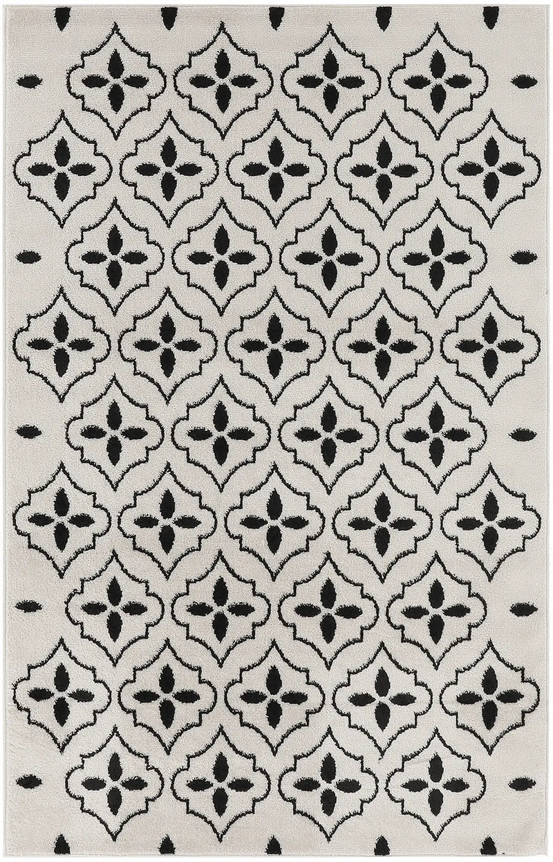 4' X 6' Ivory And Black Geometric Indoor Outdoor Area Rug Homeroots Outdoor