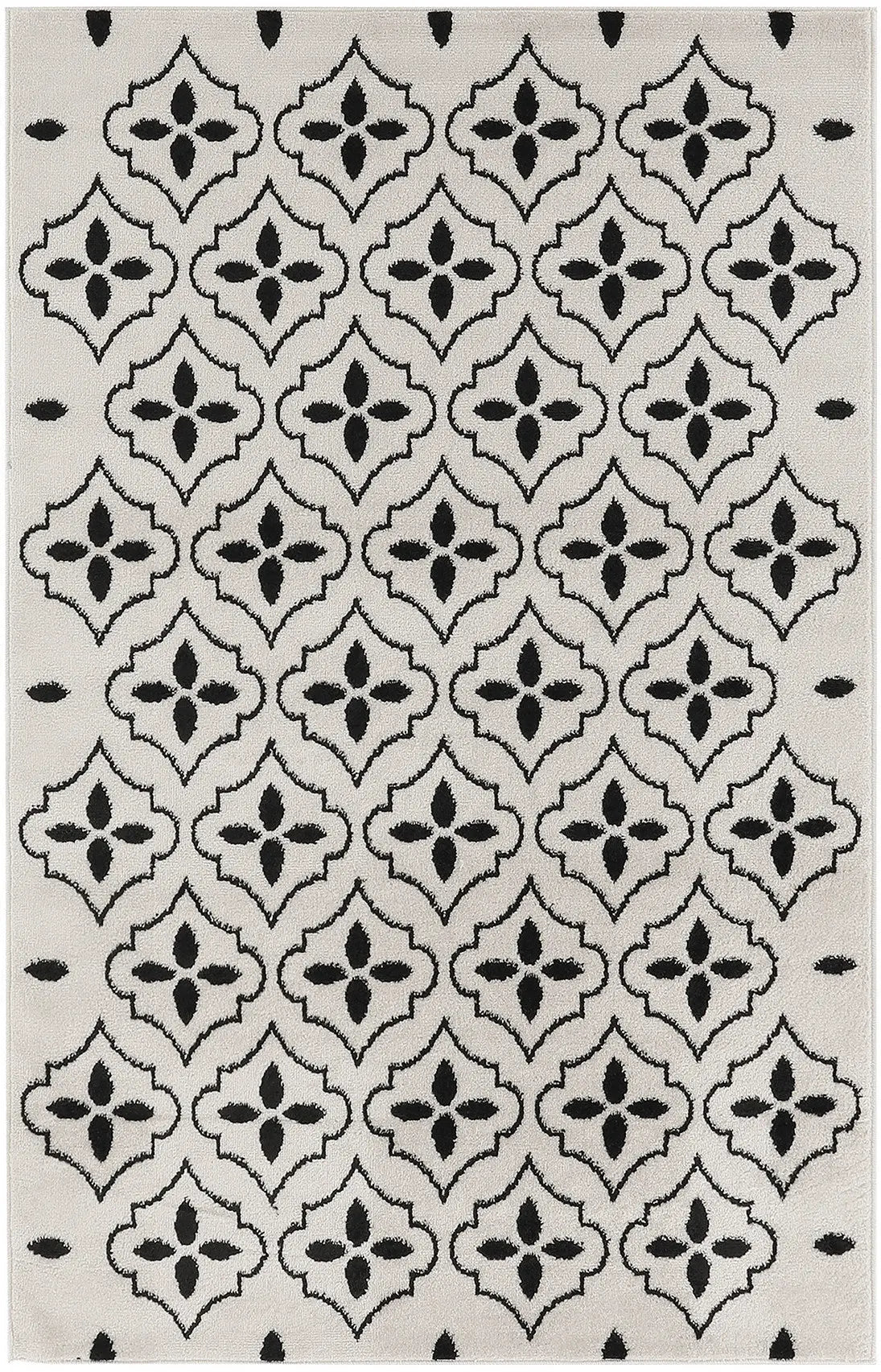 4' X 6' Ivory And Black Geometric Indoor Outdoor Area Rug Homeroots Outdoor