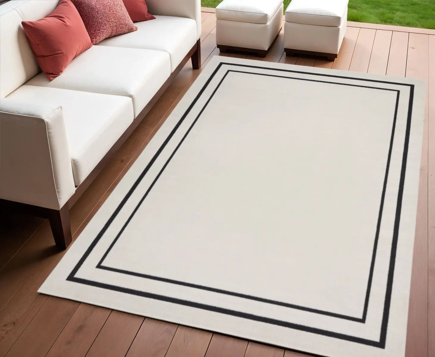 4' X 6' Ivory And Black Indoor Outdoor Area Rug Homeroots Outdoor