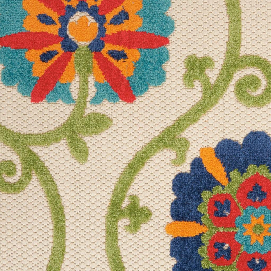 4' X 6' Ivory And Blue Indoor Outdoor Area Rug - GreatEagleInc