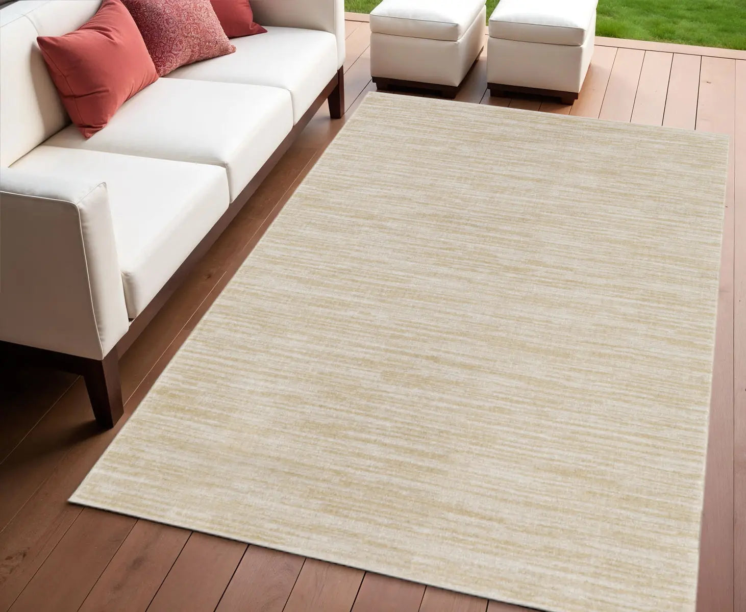 4' X 6' Ivory And Gold Abstract Indoor Outdoor Area Rug Homeroots Outdoor