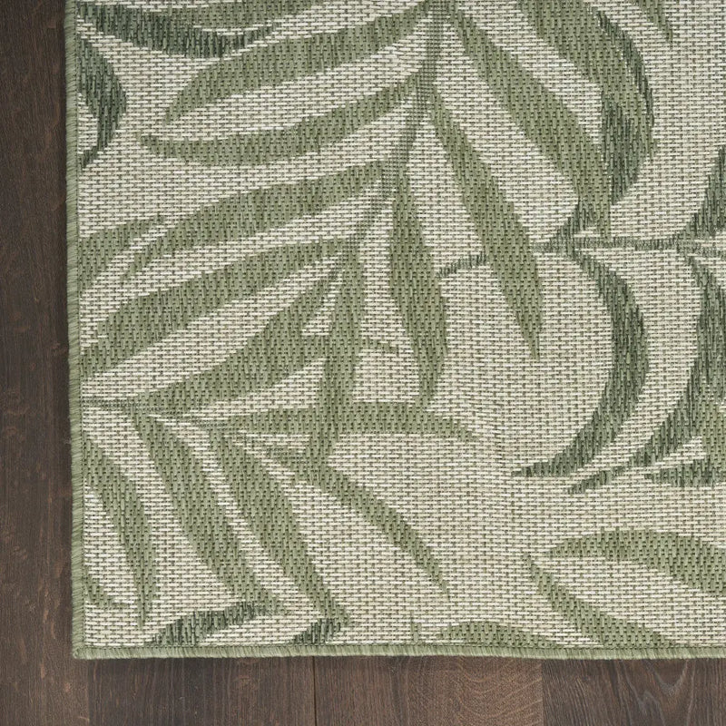 4' X 6' Ivory And Green Palm Leaf Indoor Outdoor Area Rug Homeroots Outdoor