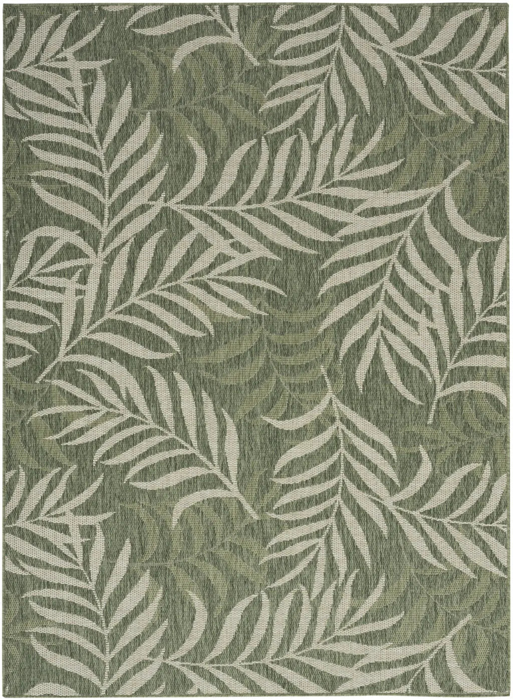 4' X 6' Ivory And Green Palm Leaf Indoor Outdoor Area Rug Homeroots Outdoor