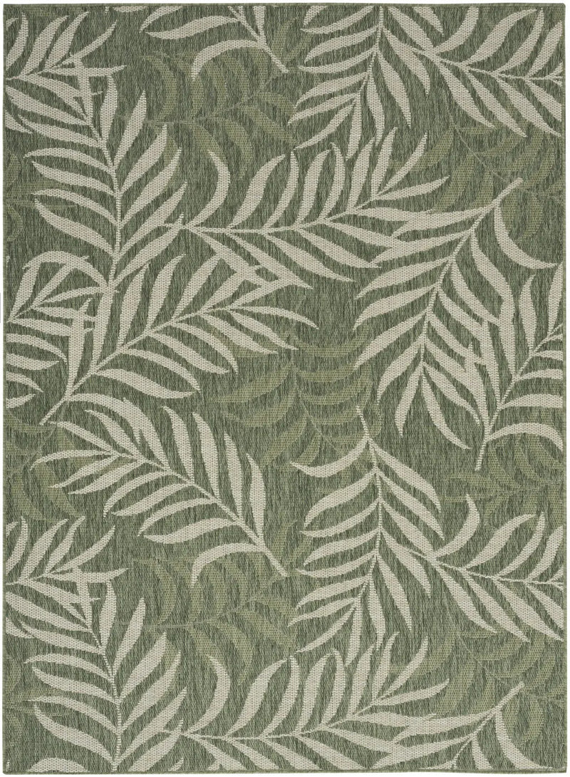 4' X 6' Ivory And Green Palm Leaf Indoor Outdoor Area Rug Homeroots Outdoor