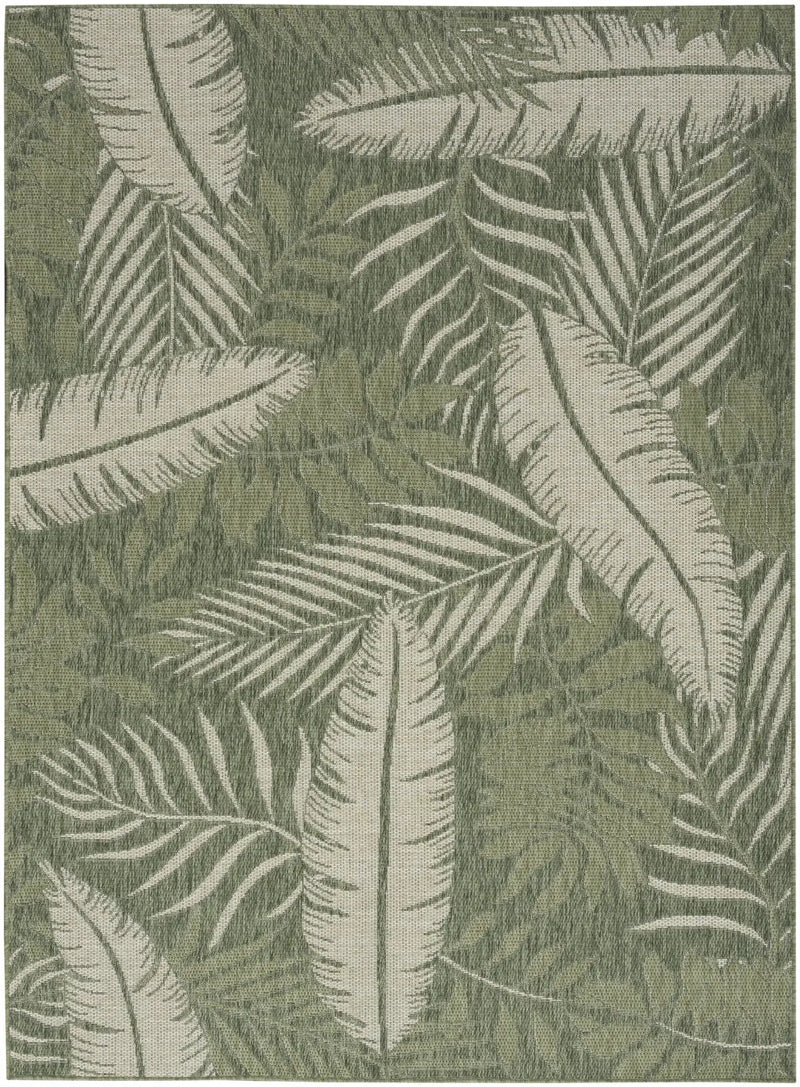 4' X 6' Ivory And Green Palm Leaf Indoor Outdoor Area Rug Homeroots Outdoor