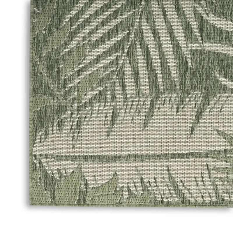 4' X 6' Ivory And Green Palm Leaf Indoor Outdoor Area Rug Homeroots Outdoor
