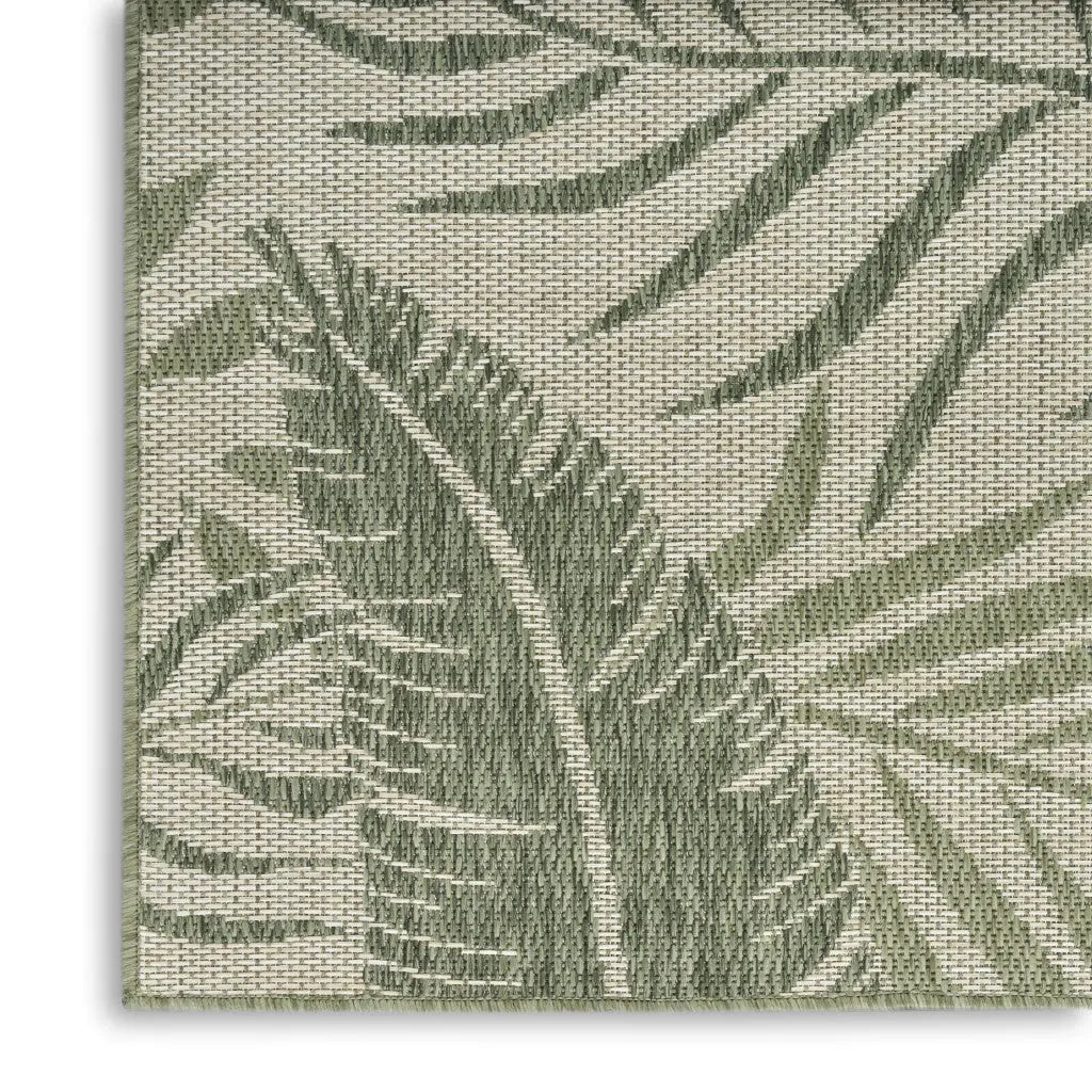 4' X 6' Ivory And Green Palm Leaf Indoor Outdoor Area Rug Homeroots Outdoor