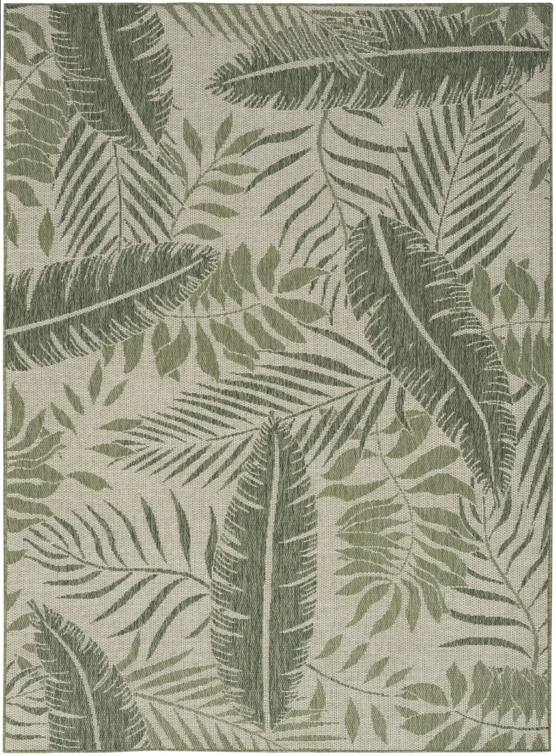 4' X 6' Ivory And Green Palm Leaf Indoor Outdoor Area Rug Homeroots Outdoor