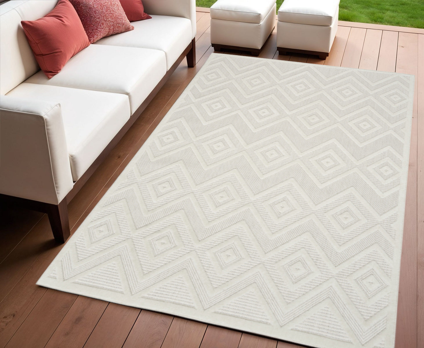 4' X 6' Ivory Indoor Outdoor Area Rug - GreatEagleInc