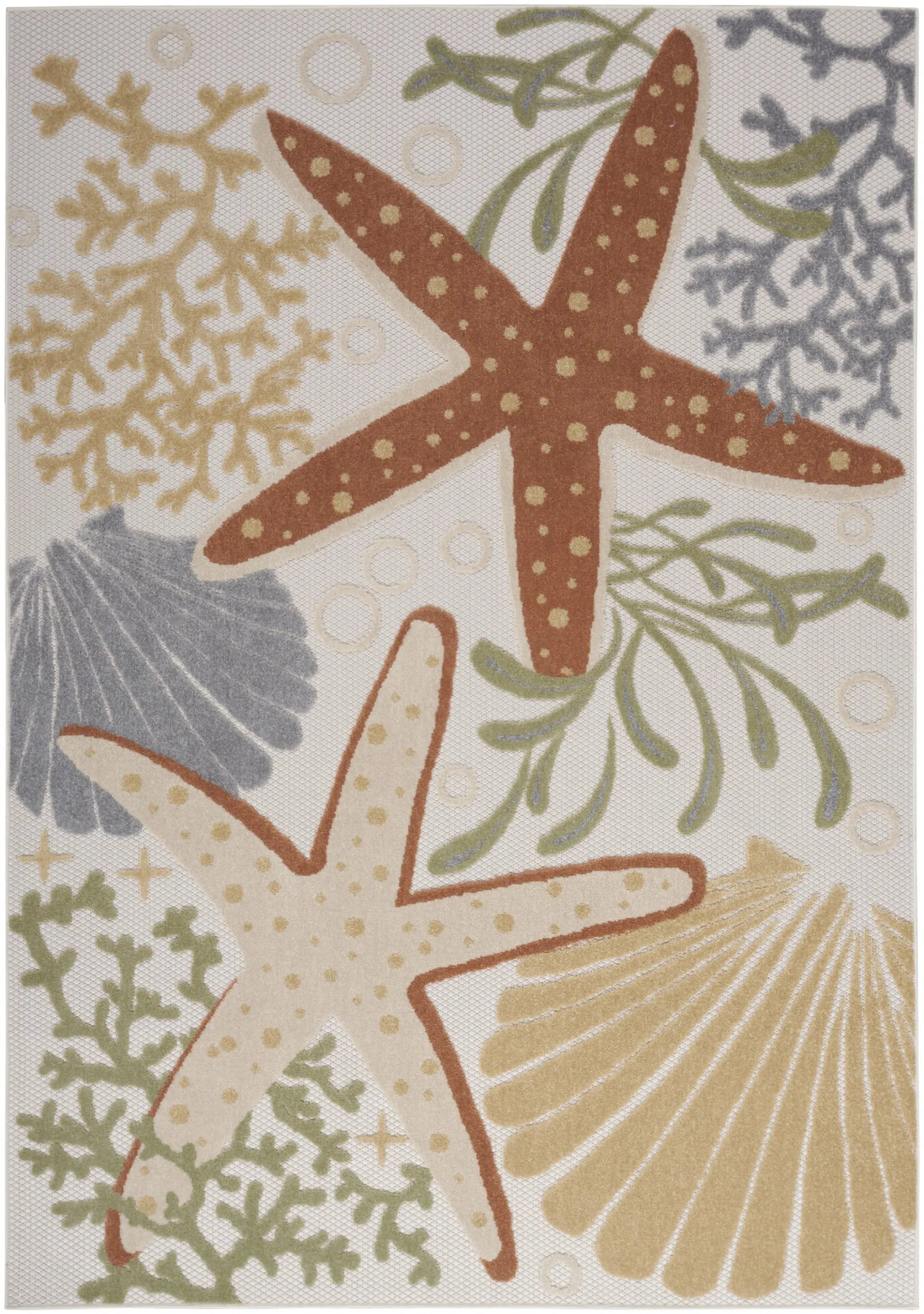 4' X 6' Ivory Orange And Blue Indoor Outdoor Area Rug Homeroots Outdoor