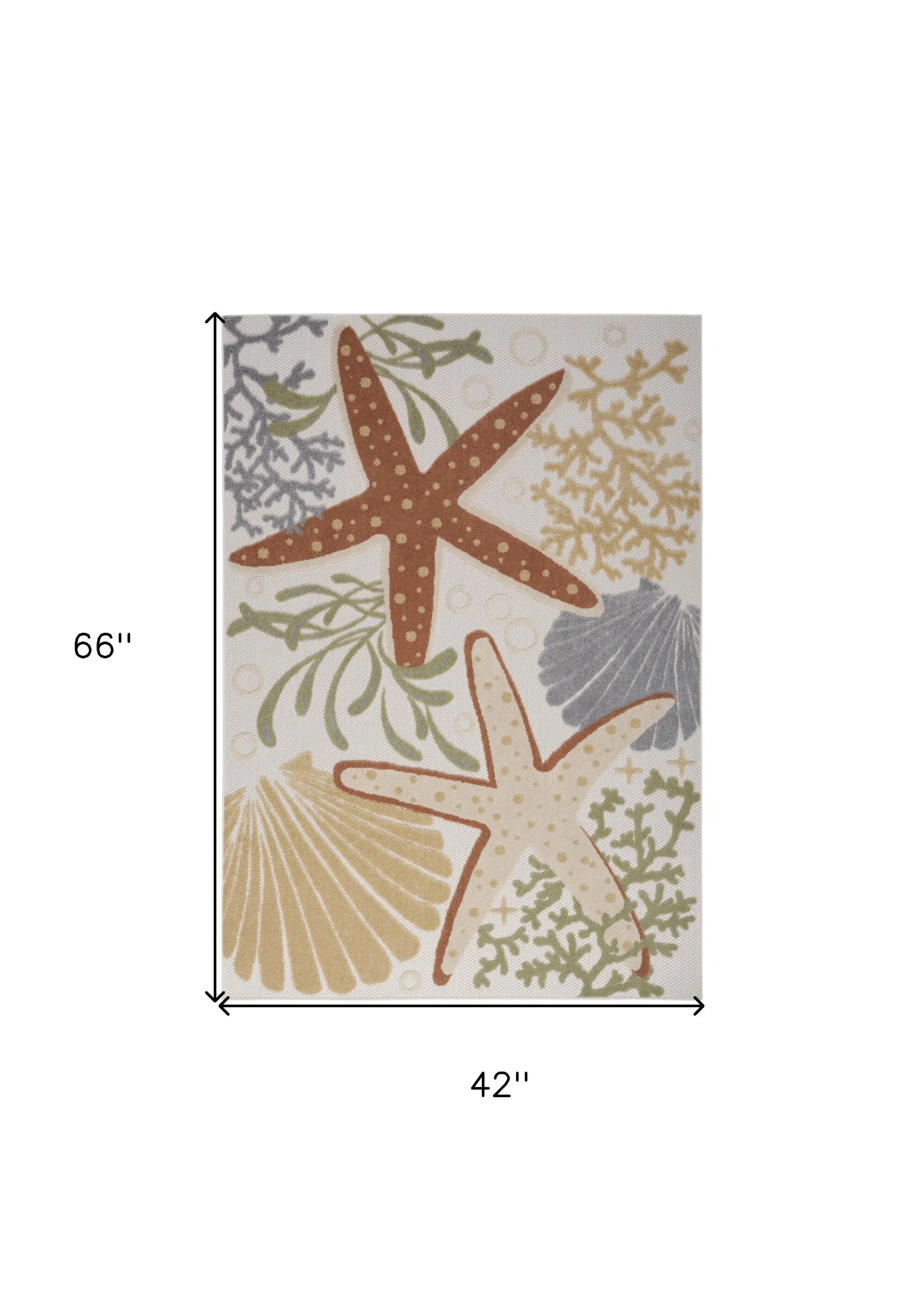4' X 6' Ivory Orange And Blue Indoor Outdoor Area Rug Homeroots Outdoor