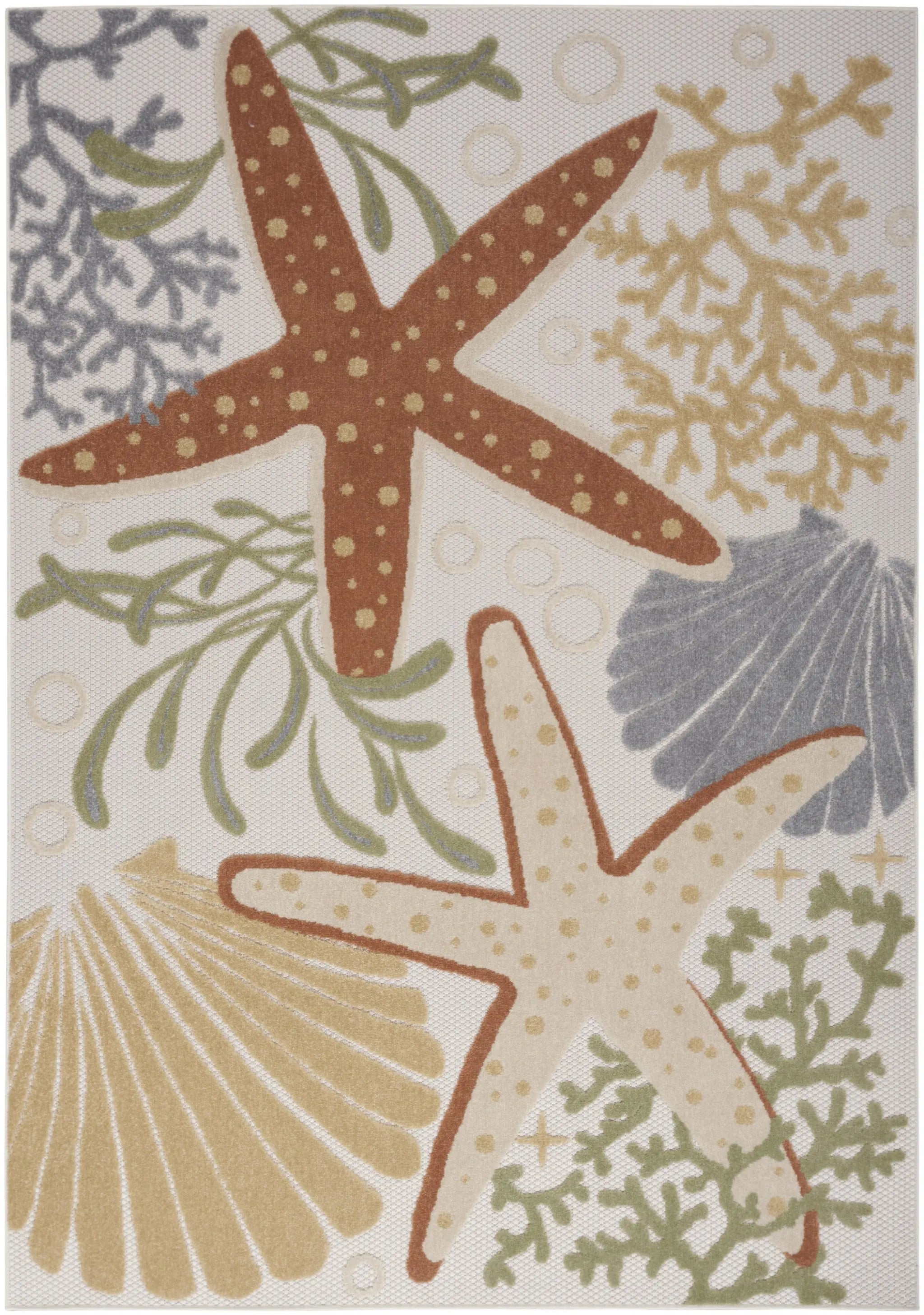 4' X 6' Ivory Orange And Blue Indoor Outdoor Area Rug Homeroots Outdoor