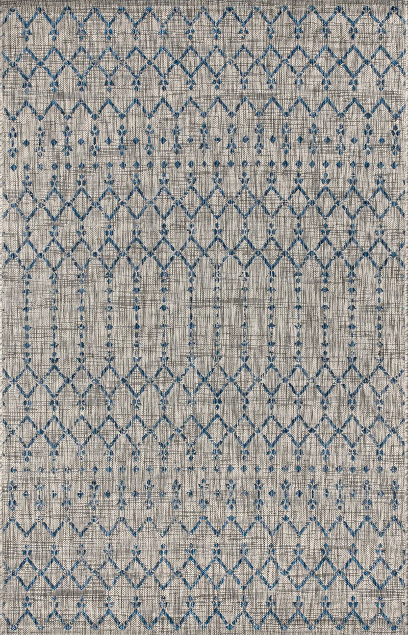 4' X 6' Light Gray And Navy Blue Trellis Indoor Outdoor Area Rug Homeroots Outdoor