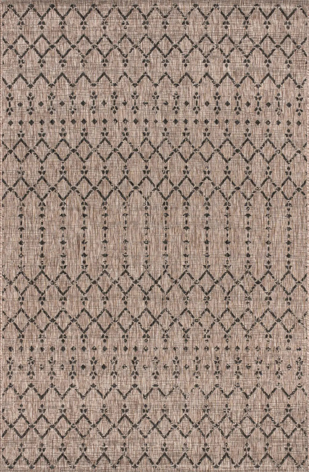 4' X 6' Natural And Black Trellis Indoor Outdoor Area Rug Homeroots Outdoor