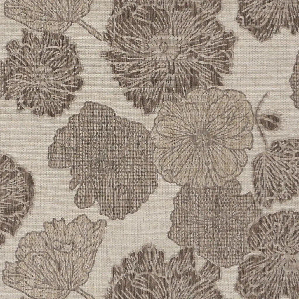 4' X 6' Natural And Ivory Floral Indoor Outdoor Area Rug Homeroots Outdoor