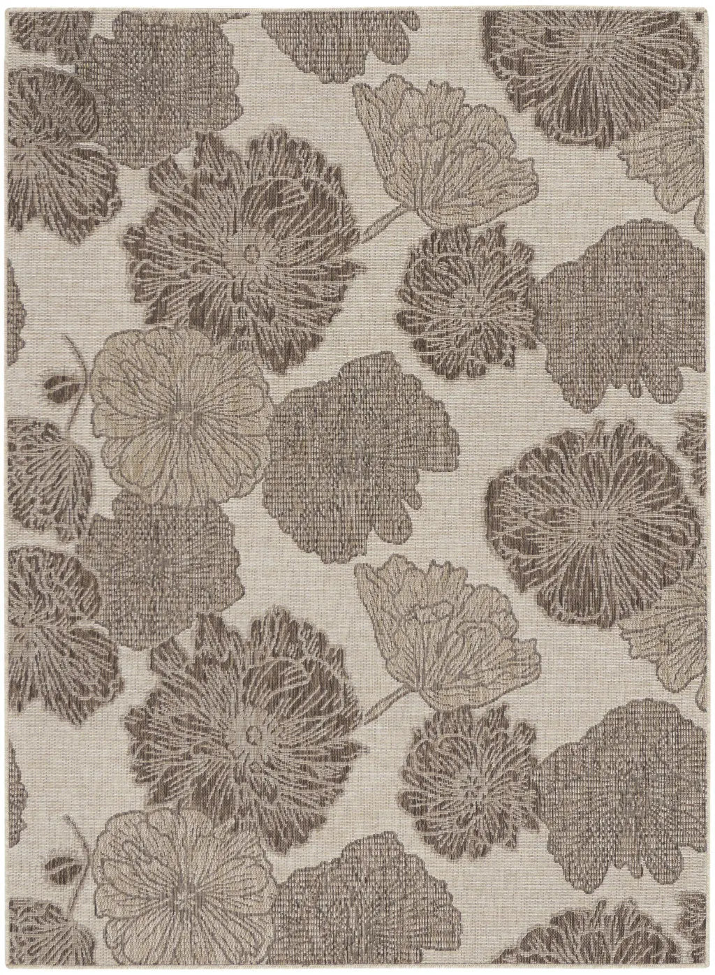 4' X 6' Natural And Ivory Floral Indoor Outdoor Area Rug Homeroots Outdoor