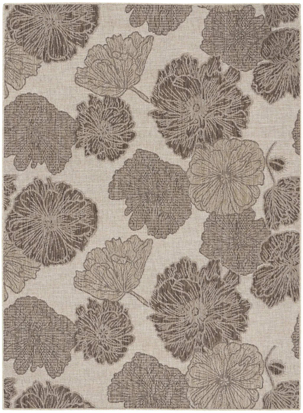 4' X 6' Natural And Ivory Floral Indoor Outdoor Area Rug Homeroots Outdoor