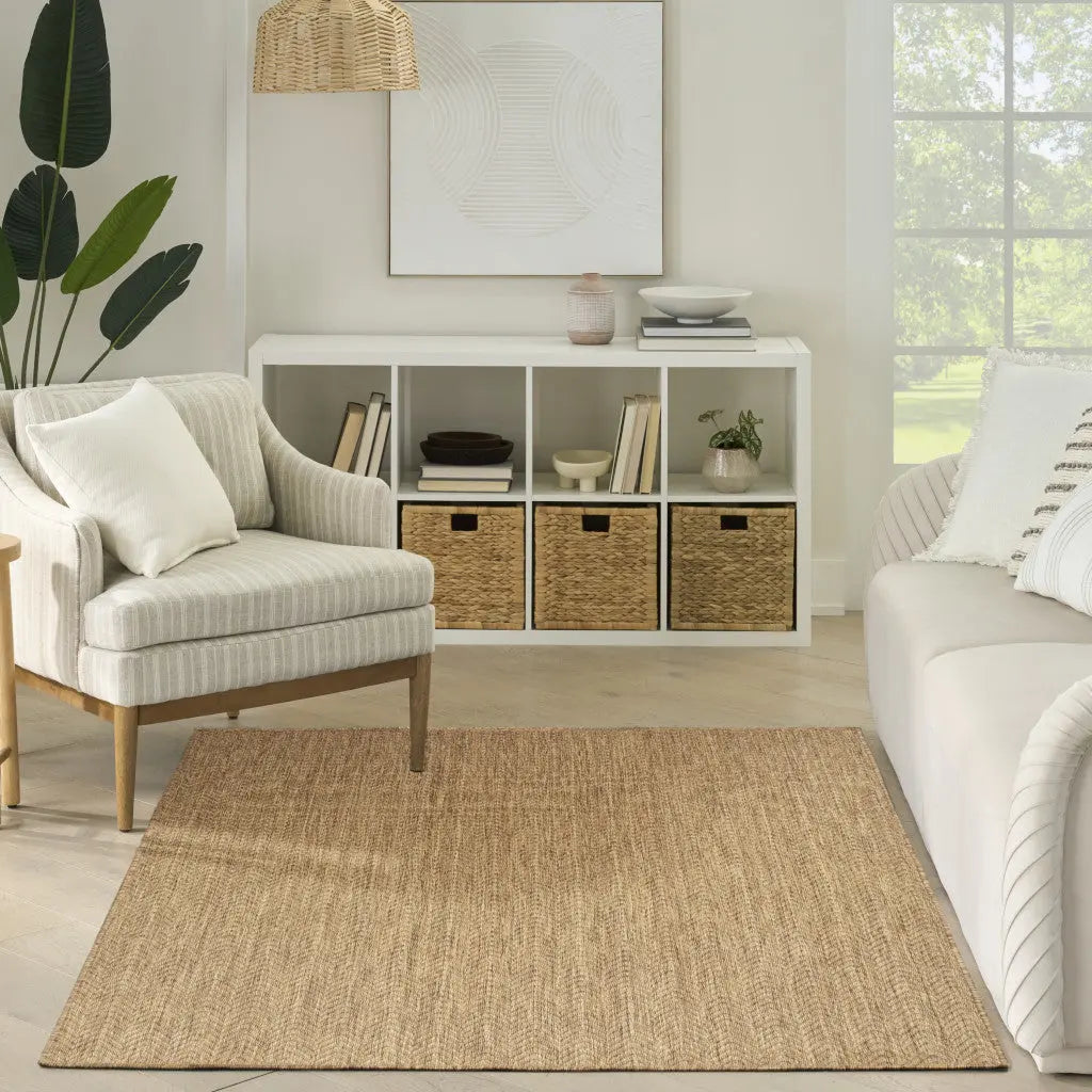 4' X 6' Natural Geometric Indoor Outdoor Area Rug Homeroots Outdoor
