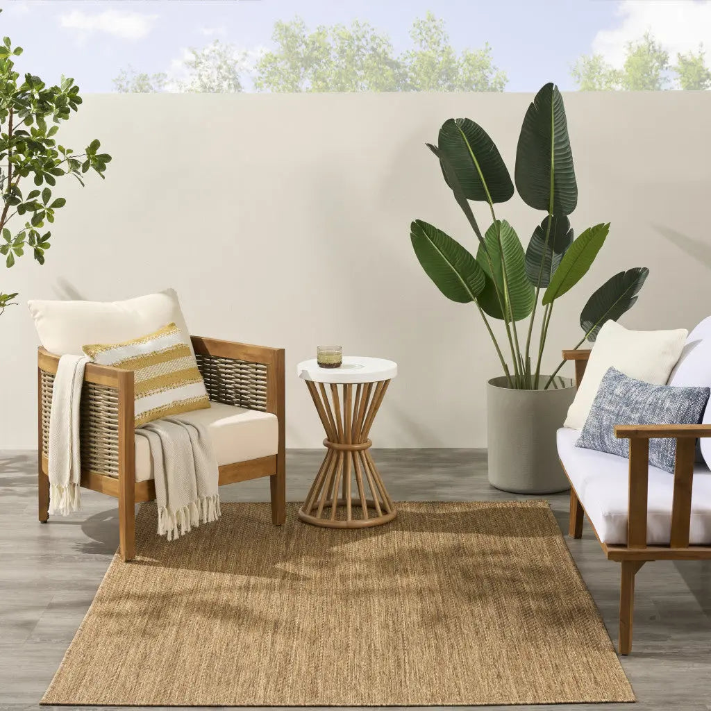 4' X 6' Natural Geometric Indoor Outdoor Area Rug Homeroots Outdoor