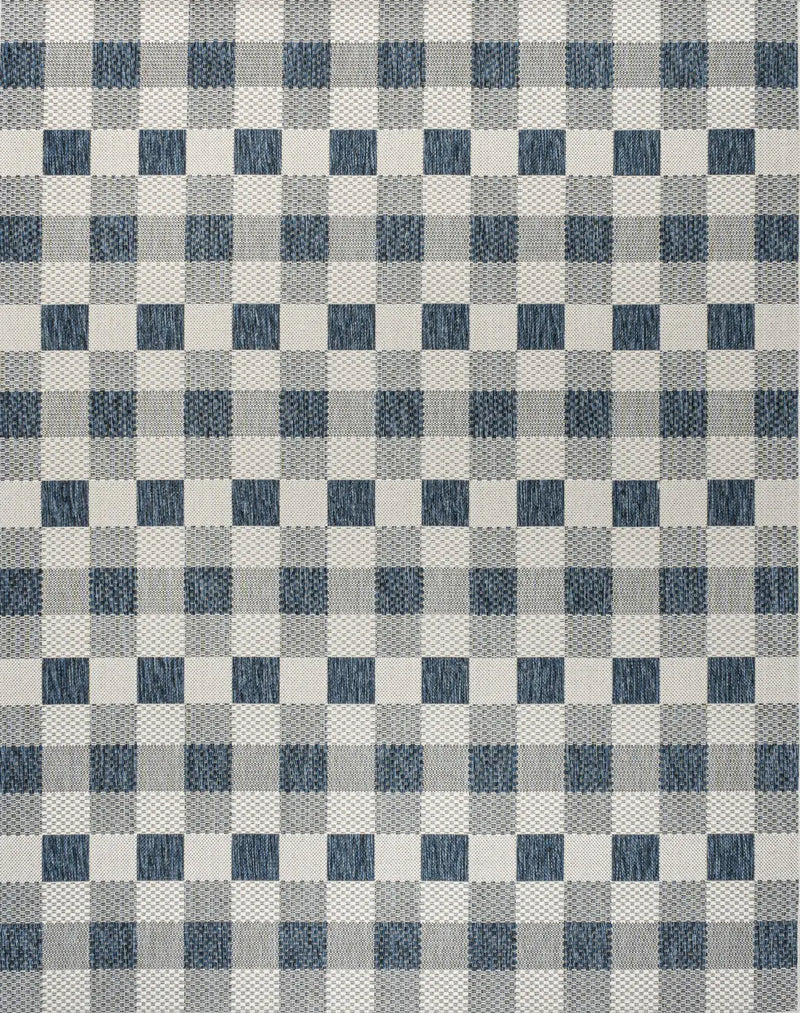 4' X 6' Navy Blue And Cream Geometric Indoor Outdoor Area Rug Homeroots Outdoor