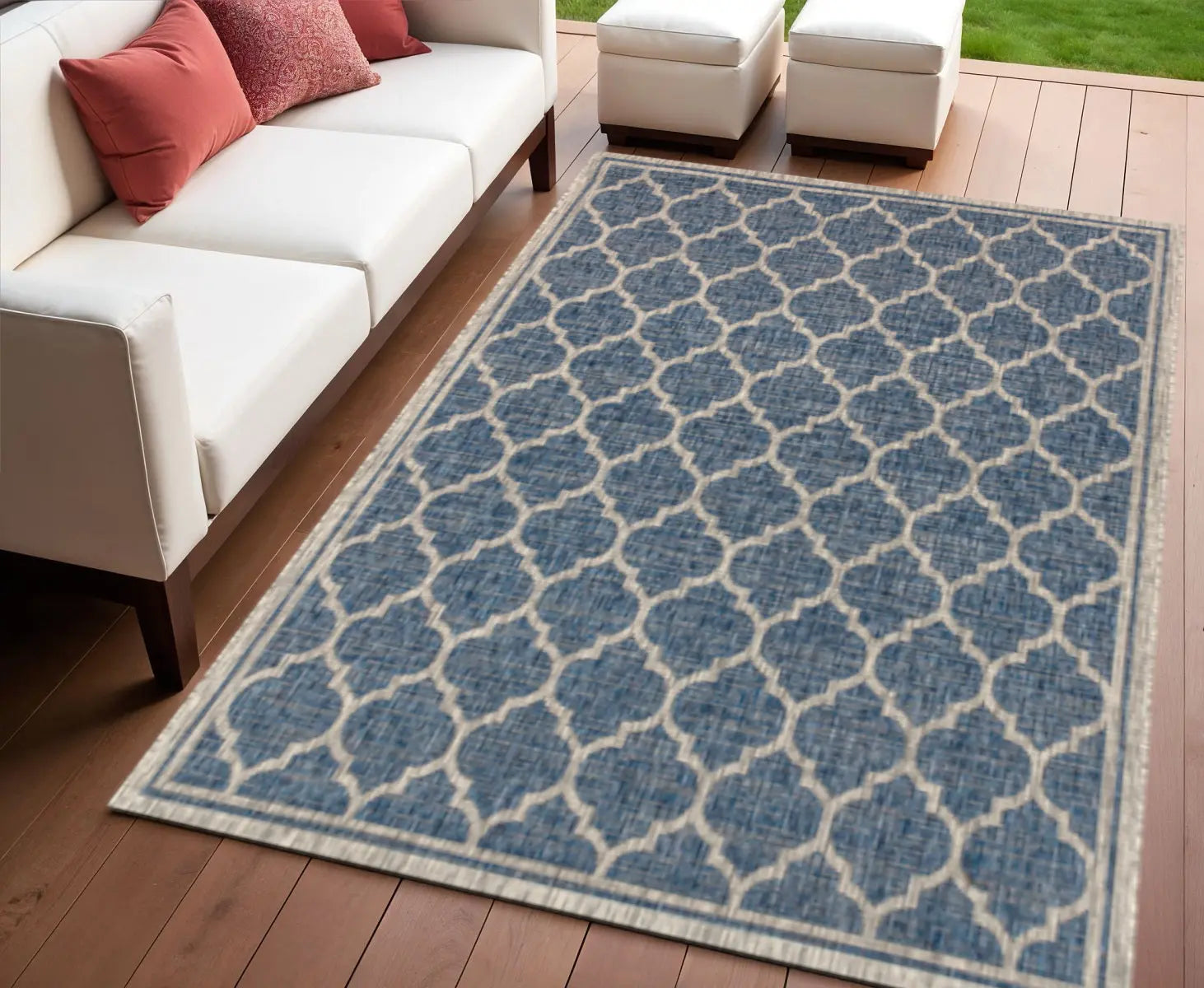 4' X 6' Navy Blue And Gray Geometric Indoor Outdoor Area Rug Homeroots Outdoor