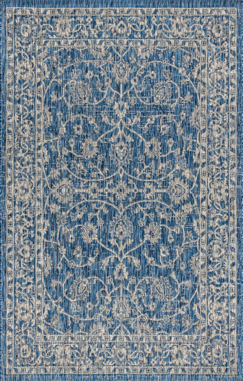 4' X 6' Navy Blue And Gray Medallion Indoor Outdoor Area Rug Homeroots Outdoor