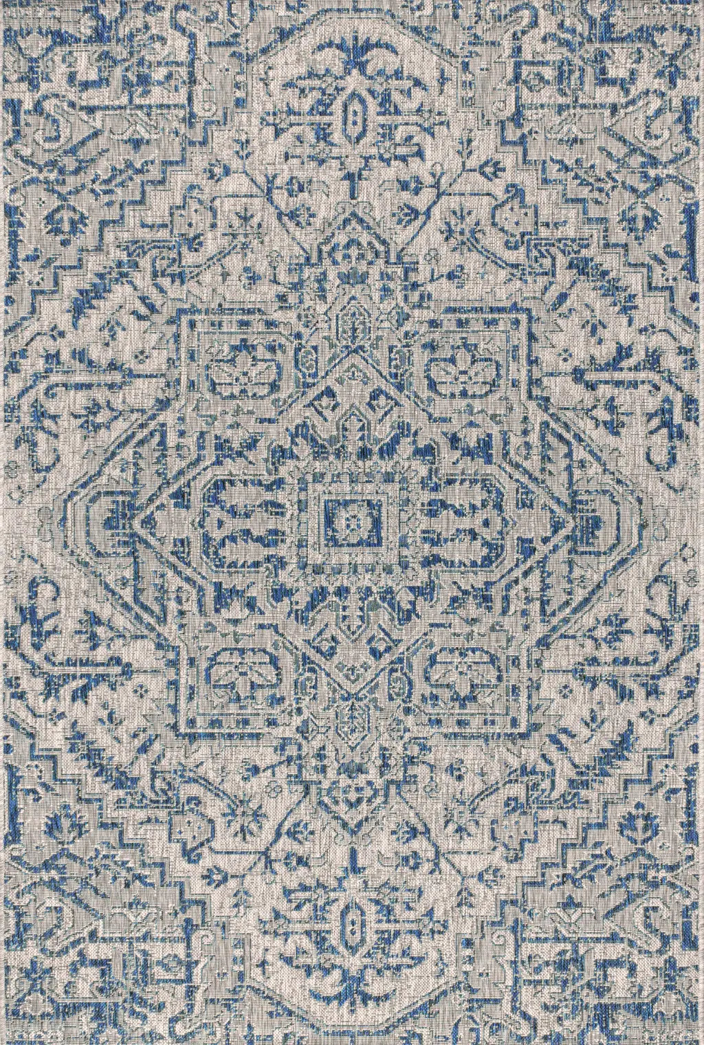 4' X 6' Navy Blue And Gray Medallion Indoor Outdoor Area Rug Homeroots Outdoor