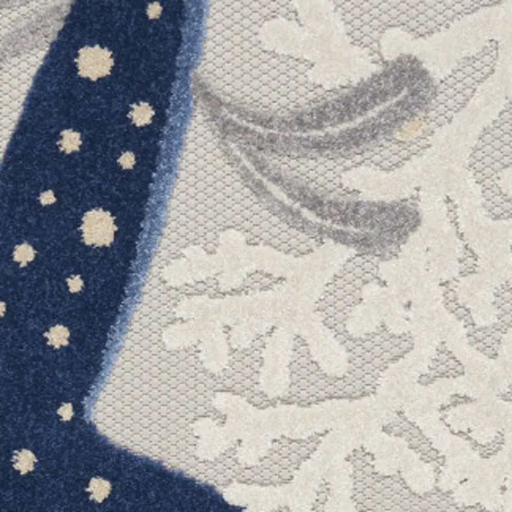4' X 6' Navy Blue And Gray Starfish Indoor Outdoor Area Rug Homeroots Outdoor