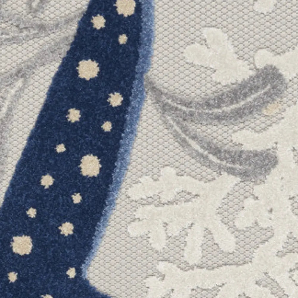 4' X 6' Navy Blue And Gray Starfish Indoor Outdoor Area Rug Homeroots Outdoor
