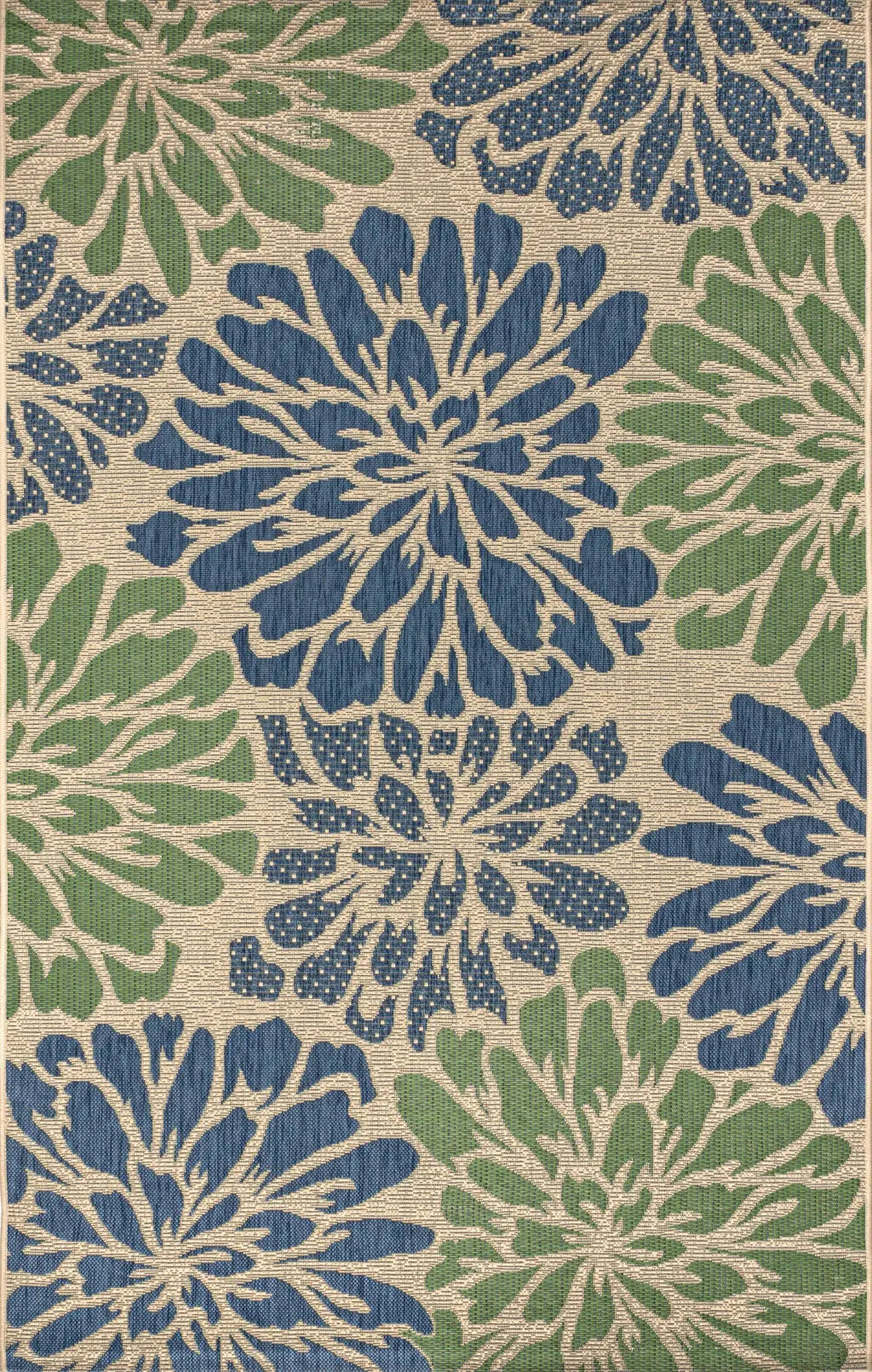 4' X 6' Navy Blue And Green Floral Indoor Outdoor Area Rug Homeroots Outdoor