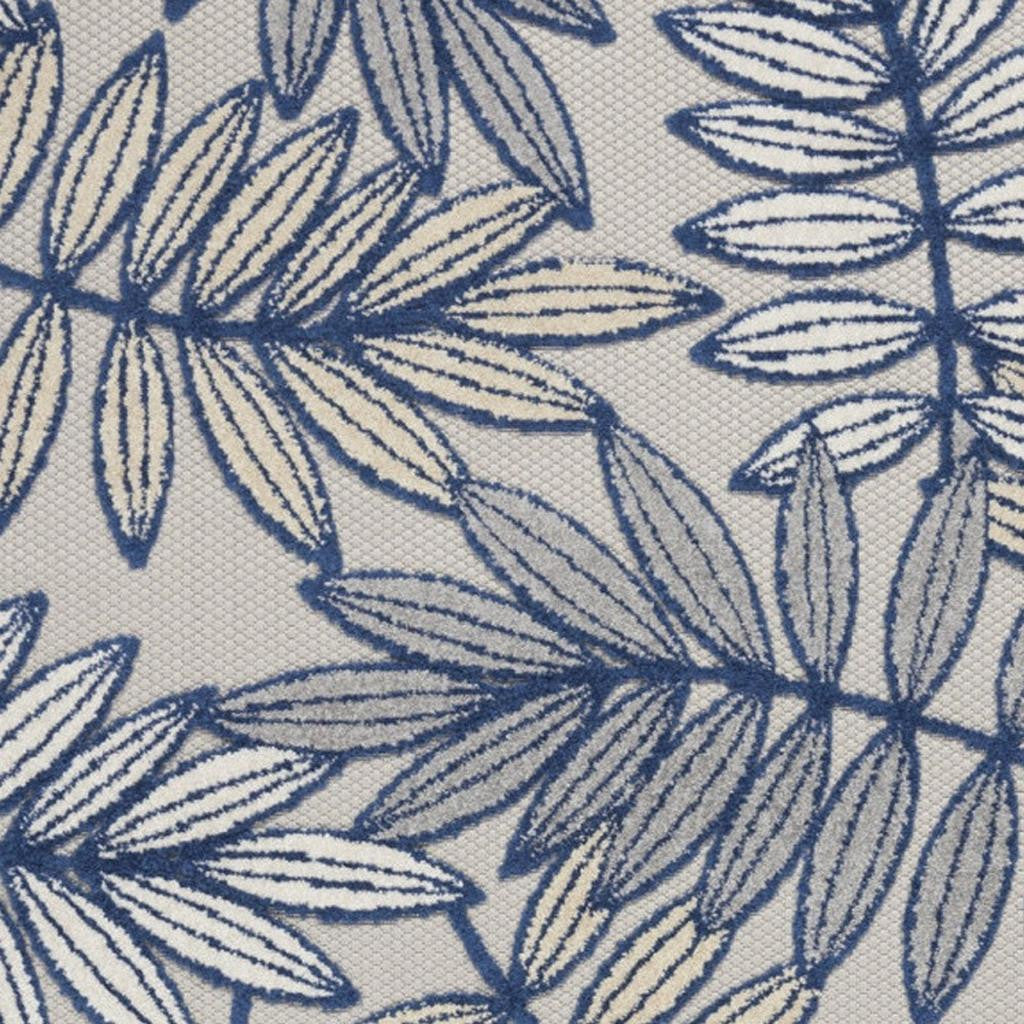 4' X 6' Navy Blue And Ivory Botanical Leaves Indoor Outdoor Area Rug Homeroots Outdoor