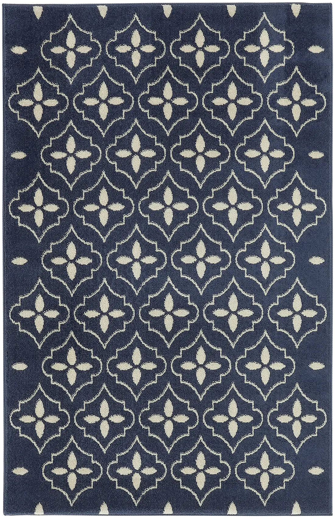 4' X 6' Navy Blue And Ivory Geometric Indoor Outdoor Area Rug Homeroots Outdoor