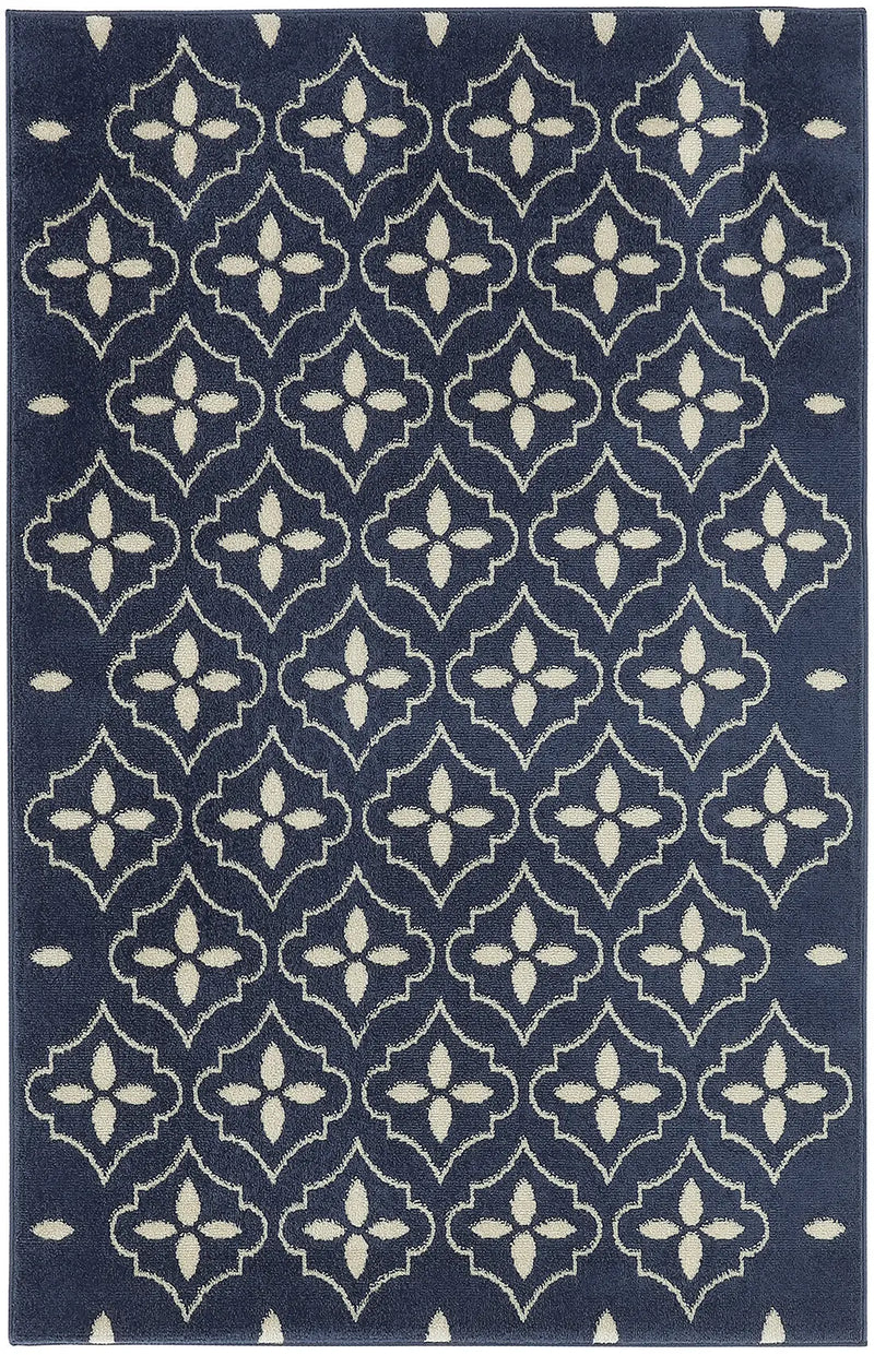 4' X 6' Navy Blue And Ivory Geometric Indoor Outdoor Area Rug Homeroots Outdoor